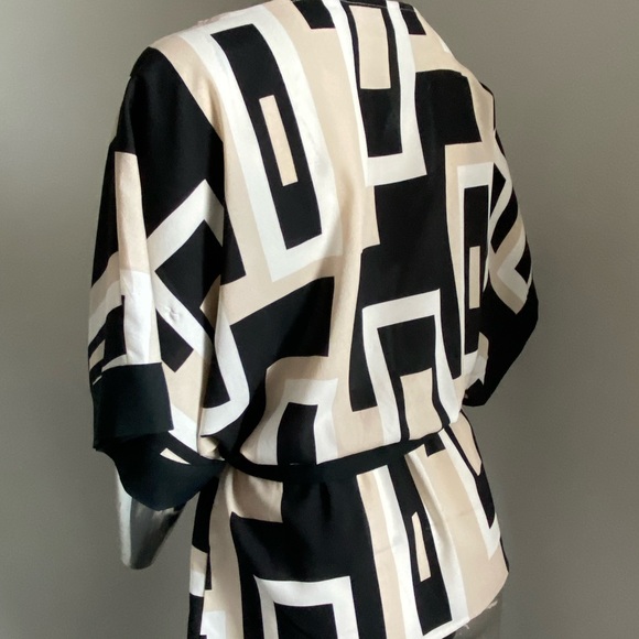 New York & Company Geometric Print Belted Blouse - Picture 4 of 4
